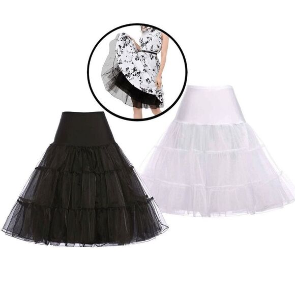 🖤🤍 2PCS Bundle Petticoats Pinup 1950s Rockabilly Tutu Crinoline Underskirt NEW - Picture 1 of 14
